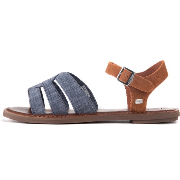 Toms Shoes - Toms Zoe Denim and Leather Sandals Size 7.5 EUC
